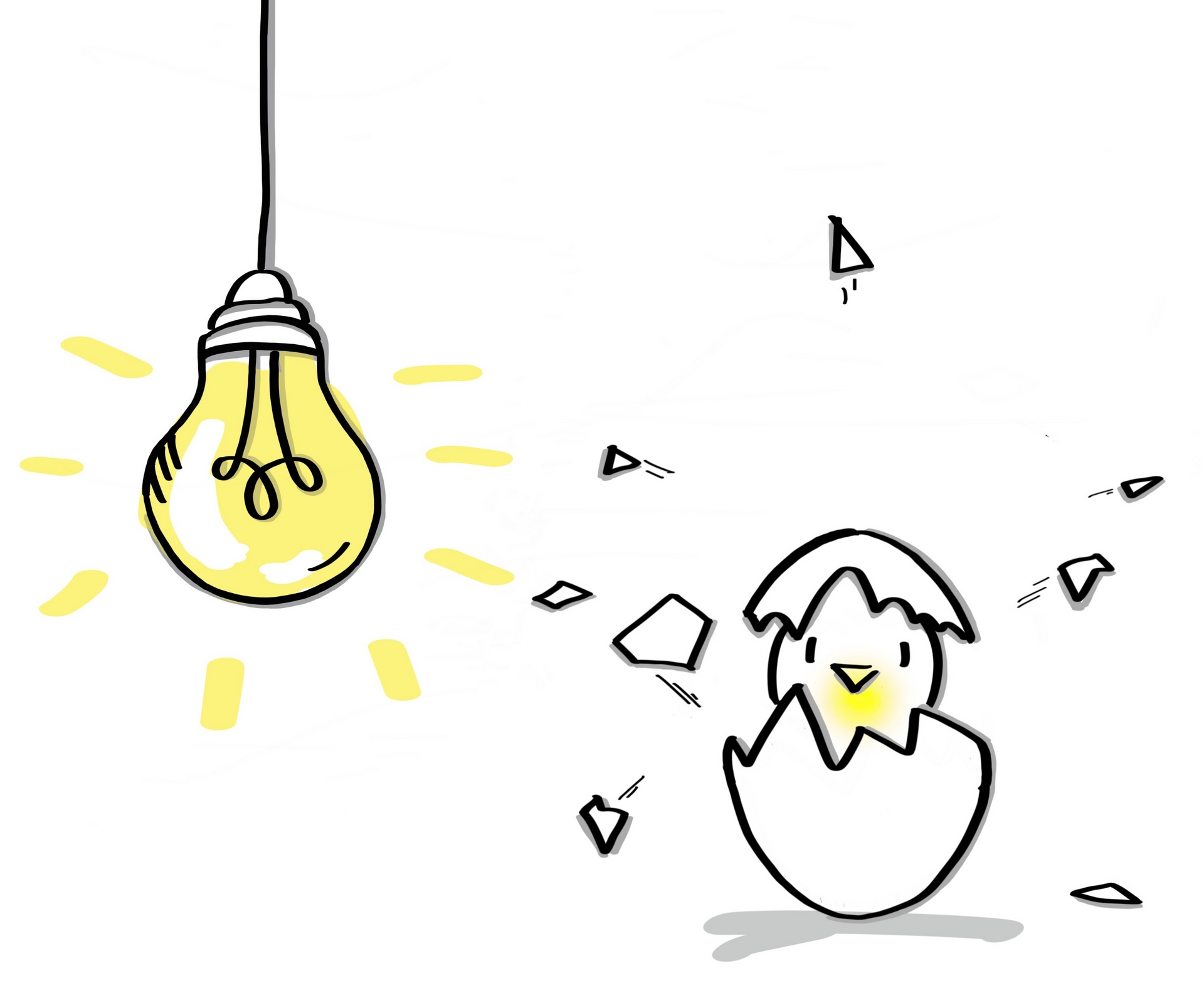 Kuiken komt uit het ei, onder de broedlamp